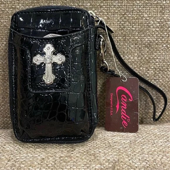 NWT Candie Black Crocodile Pattern Wallet/Wristlet - Picture 1 of 4
